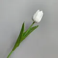 Elegant white artificial PU tulip stem for modern home and wedding decor - White