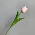 Realistic pink artificial PU mini tulip flower with green stem for home decoration - Pink
