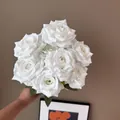 Premium artificial 9-head white diamond rose bouquet for wedding and home decoration - White