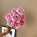 Elegant 9-head artificial dusty rose bouquet for wedding and interior home decor - Bean Paste Purple