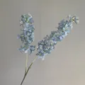 Detailed macro view of blue artificial hyacinth flower petals and realistic stem. - Haze Blue