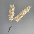 Detailed macro view of a two-branched cream-colored artificial hyacinth flower - Champagne
