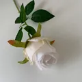 Lifelike single stem artificial Bulgaria rose in cream white for elegant home decor - White