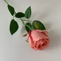 Elegant single stem pink artificial Bulgarian rose for home and hotel table decor - Dusty Pink