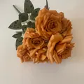 Beautiful bouquet of 9 artificial orange diamond roses for wedding and home decoration - Orange