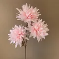 Detailed close-up view of realistic artificial 3-head dahlia-like flower in soft pink - 3-Head Flame Chrysanthemum / Pink