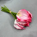 Künstlicher rosa-weißer EVA-Calla-Lilienstrauß mit Garn für Hochzeitsdekoration - 9-teiliges Set / Fuchsia