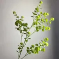 Detailed close-up view of artificial green leaf branches for forest style wedding decor - Multi-fork Eucalyptus Small Flower Style (Green Plant 24) / Natural Emerald Green