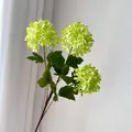 Detailed shot of a 3-head artificial green mock orange hydrangea flower for home decor - Green