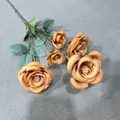 Künstliche Rosenblüte mit 5 Köpfen in hellem Orange für Wohndeko - 5-Kopf-Packung / Hellkaffee