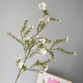 Elegant long stem artificial white vinca wildflower spray for wedding floral decor - White
