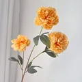 Macro detail of artificial peony flowers with vintage burnt edge petals for decor - Tall Burnt Peony (Yellow)