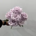 Detailed view of nine-head European artificial silk rose bouquet in lavender finish - 9 Heads Bouquet / Light Purple