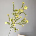 Artificial long-stem yellow Vinca flower branch for pastoral home or wedding decor - Yellow