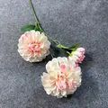 Detail view of pink and white 3-head artificial silk flowers for wedding and home decoration - Light Pink