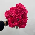 Vibrant 9-head magenta silk rose bouquet for hotel and home interior decoration. - 9 Heads Bouquet / Rose Red