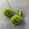 Close-up of three-headed green artificial silk flower stem for home and wedding decor - Green
