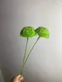 Realistic vibrant green artificial pom-pom mums for forest themed wedding arrangements - Green (Honeycomb Style)
