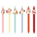 Set of 6 cute Year of the Horse retractable gel pens with cartoon mascot charms for New Year - Set of 6 Pieces