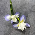 Close-up of white and blue artificial iris flowers for French Monet style wedding decor - 2-Head Iris