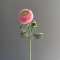Detail showing a 2-headed pink artificial Ranunculus flower with realistic textures. - Pink