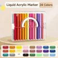 Premium 24-Farben Acrylmarker Set in transparentem tragbarem Koffer für Künstlerbedarf - 24 Farben