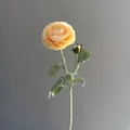 Close-up detail of a 2-head flocked artificial ranunculus flower for home decoration - Champagne