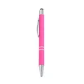 Pink metal click ballpoint pen with touchscreen stylus tip and silver accents - 1.0mm Black Ink / Rose Red