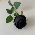 Elegant single branch artificial black rose for gothic home decor - Black