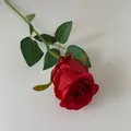Realistic single stem artificial red rose flower for elegant home and hotel decor - Red