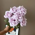 Elegant nine-headed artificial diamond rose bouquet in soft lavender purple color - Light Purple