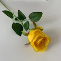 Elegant single branch yellow artificial Bulgarian rose for home and hotel room decoration - Yellow