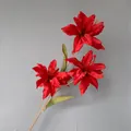 Einzelstiel mit 3 künstlichen roten Lilienblüten für Hochzeits- und Partydekorationen - Rot