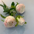 Realistic artificial three-head silk rose branch in soft pink for home decoration - Light Pink