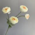 Elegant creamy white 4-headed Ranunculus artificial silk tea rose for wedding decor - Cream
