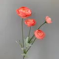 Elegant coral 4-head artificial ranunculus spray for wedding and home decoration - Pink