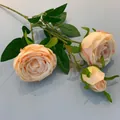 Elegant artificial 3-head silk rose branch in champagne pink for home and wedding decor - Champagne