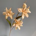 Elegante 3-köpfige künstliche Lilienblüte in Champagner für die Hochzeitsdekoration - Hellkaffee