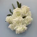 Elegant 9-head white artificial roses bouquet for wedding hotel home decor purpose - Milk White
