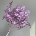 Elegant purple artificial fern leaf stem for home wedding floral arrangement decor - Purple