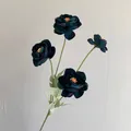 Exquisite künstliche Teerose mit 4 dunkelzyanfarbenen Blütenköpfen für Hochzeitsdeko - Dunkelblau