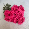 Vibrant magenta 9-head artificial diamond rose bouquet for wedding and home decor - Rose Red