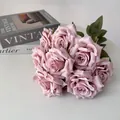 Elegant 9-head dusty pink artificial diamond rose bouquet for wedding and home decor - Autumn Purple