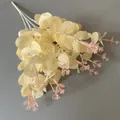 Elegante champagnerfarbene künstliche Eukalyptusstiele für Hochzeits- und Hoteldeko - 16-Zweige Eukalyptus / 35cm / Hell Champagner