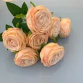 Elegante champagnerfarbene künstliche Seidenrosen für Hochzeit und Eventdekoration - 7-Kopf Kaiserliche Konkubinenrose Strauß / 45cm / Hell Champagner