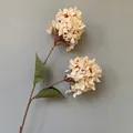 Champagnerfarbene künstliche Hortensie mit zwei Blütenköpfen für die Hochzeitsdeko - Großer Kopf Pagode (Hortensie) / 85cm / Hell Champagner