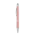 Elegant pink metal ballpoint pen with silver clip and functional screen stylus tip - 1.0mm Black Ink / Rose Gold