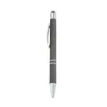 Premium grey metal ballpoint pen with integrated stylus function and silver finish. - 1.0mm Black Ink / Dark Gray