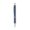 Professional navy blue metal ballpoint pen with silver clip and integrated stylus tip - 1.0mm Black Ink / Dark Blue