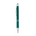 Professional dark teal metal ballpoint pen with silver accents and integrated stylus tip - 1.0mm Black Ink / Dark Green